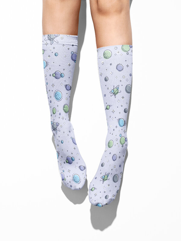 New Planet Rocket Pattern Long Socks Men Women 3D Printing Novelty Straight Socks Harajuku Fashion Street Trend Happy Socks