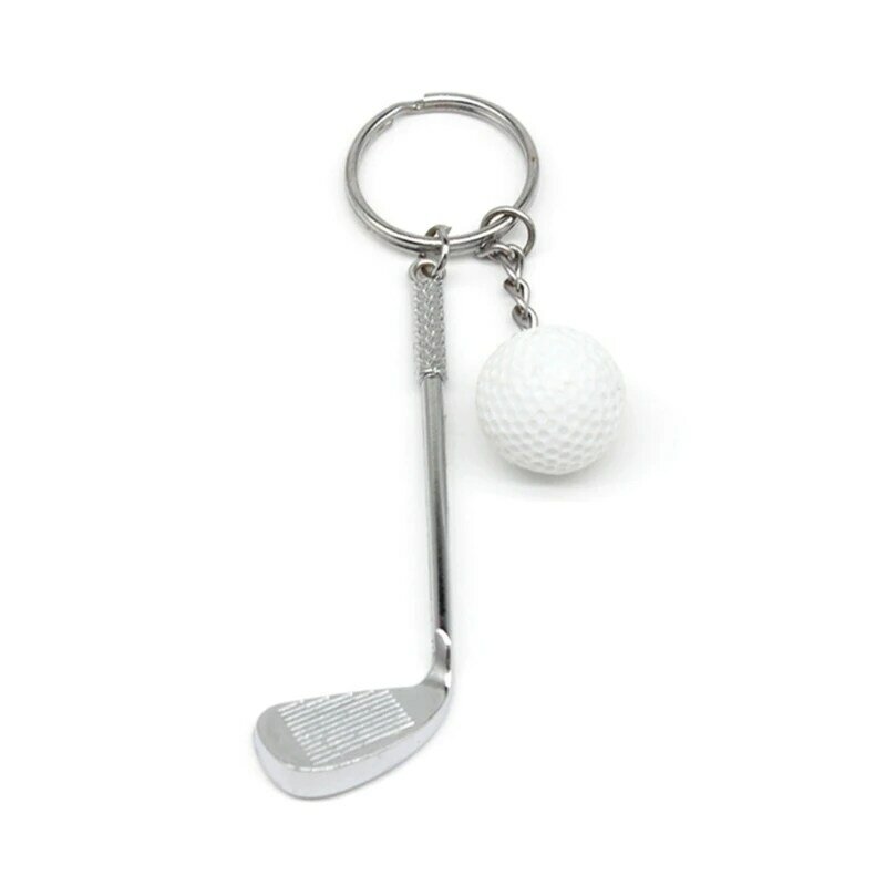 6 قطع من سلسلة مفاتيح الجولف مع نادي الجولف وكرة الجولف، ملحقات تزيين سلسلة المفاتيح