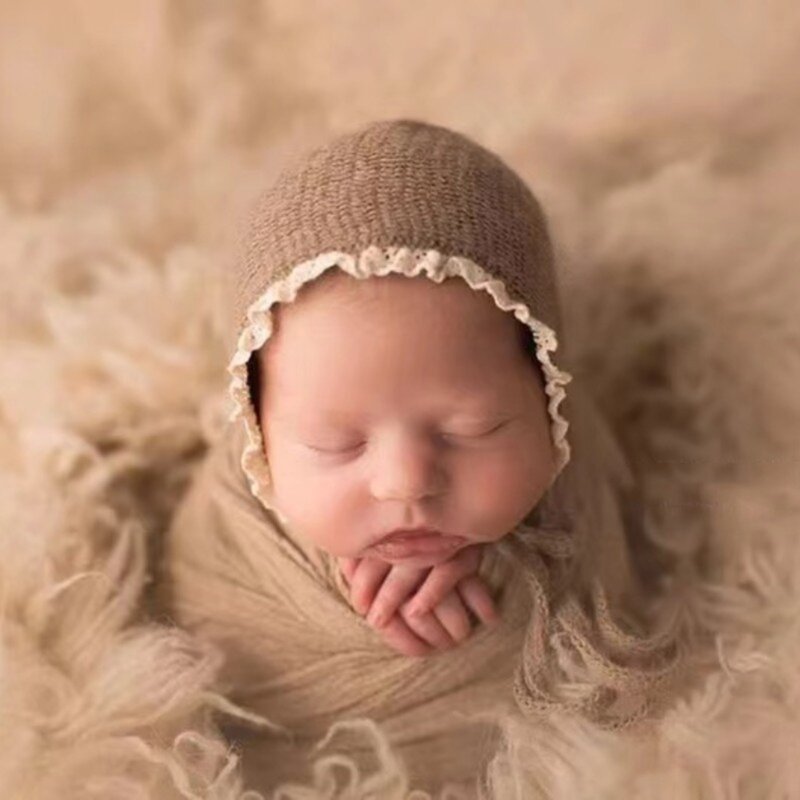 الأطفال حديثي الولادة التصوير الفوتوغرافي يشكلون الدعائم قبعة عمامة سلة البساط خلفية استوديو الصور