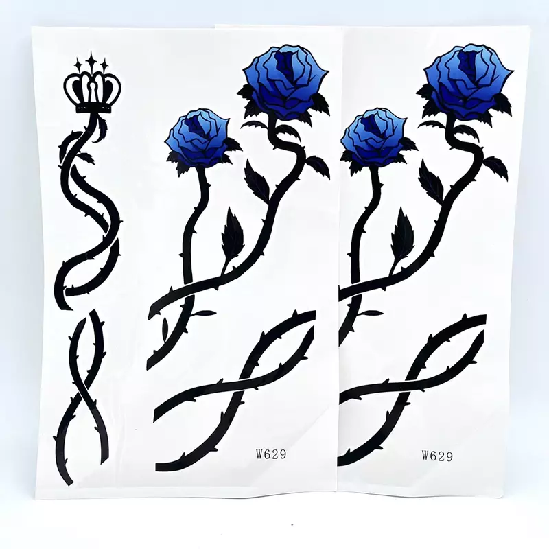 ملصقات وشم أنيمي مايكل كايسر للبالغين تأثيري ، ملصق مؤقت مقاوم للماء ، وردة زرقاء ، إكسسوارات أزياء
