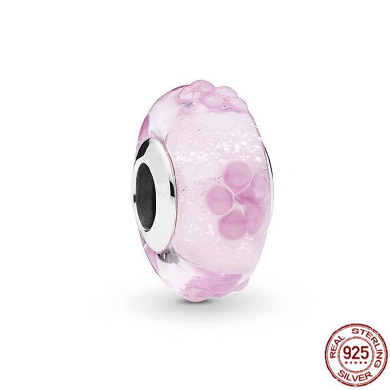 الوردي سلسلة 925 فضة ديزي الفضاء حبة كليب و مورانو حلية زجاجية الخرز صالح الأصلي باندورا سوار مجوهرات للنساء