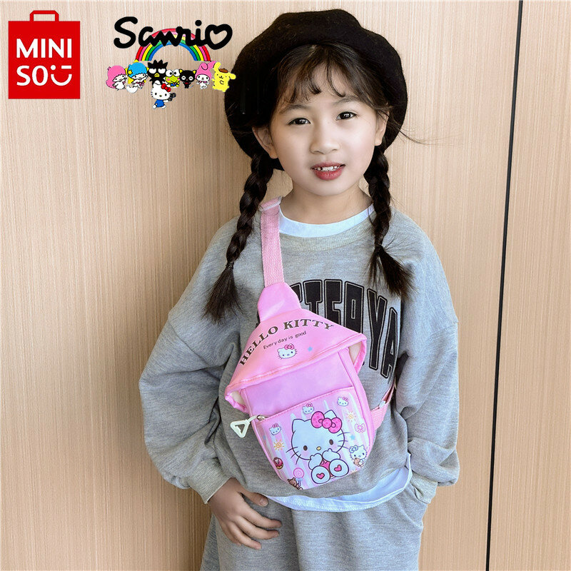 حقيبة صدر كرتونية للأطفال Miniso Sanrio ، عالية الجودة ، حقيبة خصر للفتيات ، رياضة ترفيهية ، حقيبة كتف ، جديدة ، عصرية
