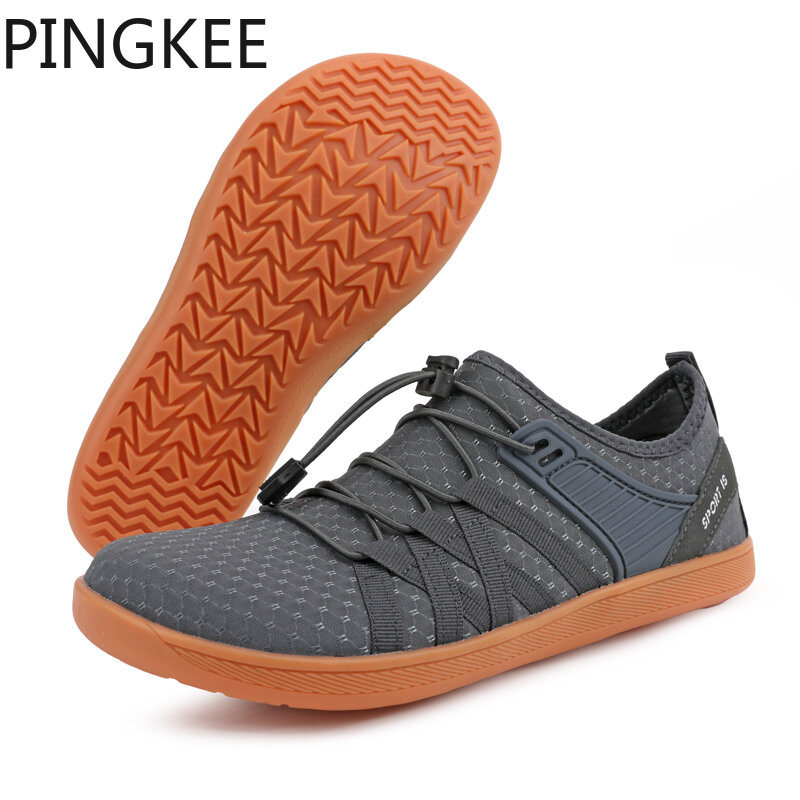 أحذية PINGKEY Trail للجري ، أحذية رياضية رجالية حافية ، أحذية أنف واسعة ، خفيفة الوزن بدون قطرة ، نعال مرنة