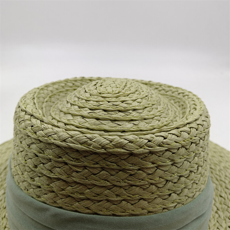 قبعة شاطئ صيفية بمادة متطورة ، قش أبيض ، سطح ناعم ، قبعة جولف محايدة ، تصميم عصري جديد