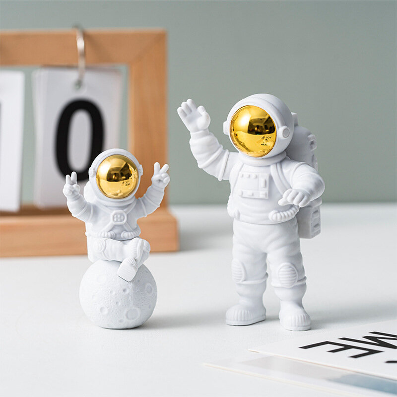 3 قطعة رائد الفضاء ديكور عمل أرقام والقمر ديكور المنزل الراتنج رائد الفضاء تمثال غرفة مكتب سطح المكتب الديكور يعرض الصبي هدية