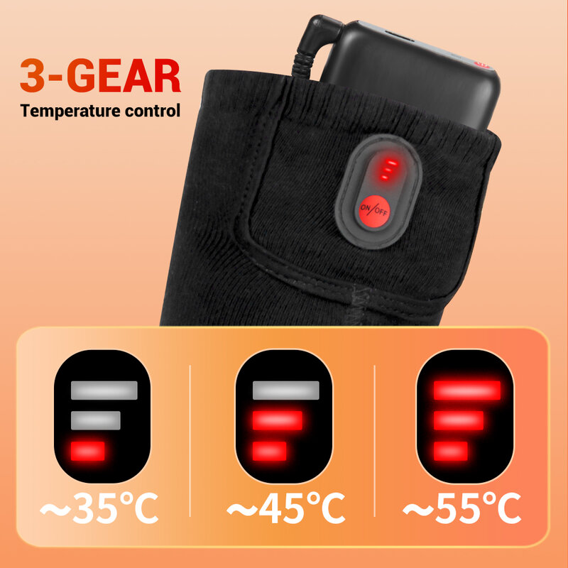 جوارب تدفئة قابلة لإعادة الشحن لفصل الشتاء ، USB ، 5000mAh ، الدفء في الهواء الطلق ، الأحذية ، الثلج ، التزلج