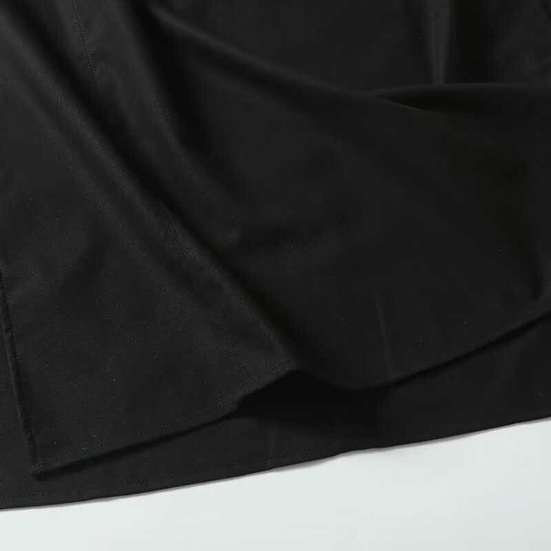 Maxdutti-Nordic تنورة سوداء عالية الخصر للنساء ، تنورة متوسطة الطول من الكتان القطني ، انقسام للركاب ، أزياء غير رسمية ، سيدات