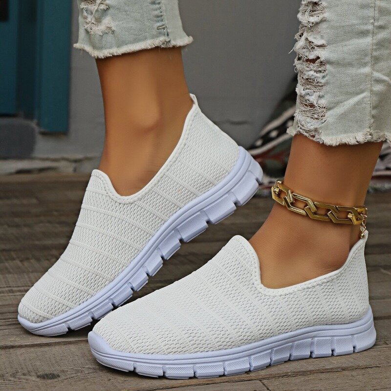 Women's Vulcanized Shoes 2024 New Summer Fashion Mesh Breathable Outdoor Casual Shoes Flat-bottomed Shallow-mouth Mother Shoes
