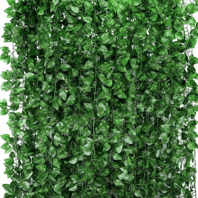 إكليل أوراق اللبلاب الخضراء الاصطناعية ، نبات صناعي ، فاينز معلقة ، ديكور حائط أخضر خارجي ، أوراق إكليل مزيفة ذاتية الصنع ، ديكور حفلات منزلية ، 10 أمتار ، 2 متر