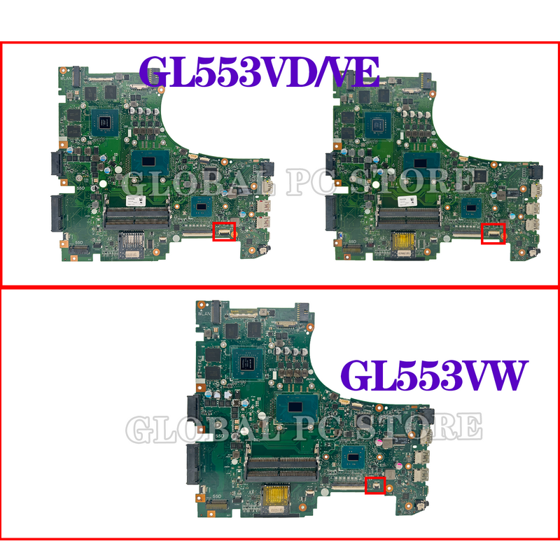 لوحة رئيسية من KEFU طراز GL553V طراز ZX53V GL553VD GL553VE GL553VW FX553V ZX553V G553V لوحة أم للكمبيوتر المحمول I5 I7 6th/7th Gen GTX1050/GTX1050Ti