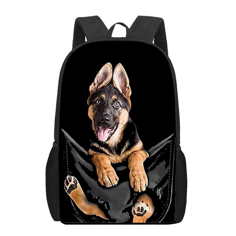 حقيبة مدرسية بنمط ثلاثي الأبعاد للأطفال ، كلب راعي ألماني ، حقائب كتب كاجوال للأطفال ، حقيبة ظهر للأولاد والبنات ، حقيبة ظهر