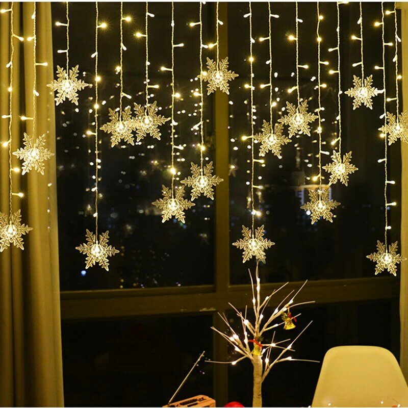3.2 متر عيد الميلاد الثلج LED سلسلة أضواء وامض الجنية الستار أضواء مقاوم للماء لقضاء عطلة حفل زفاف عيد الميلاد الديكور