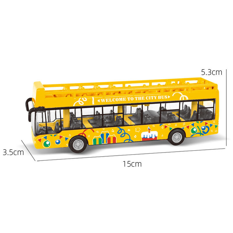 1/50 حافلة ذات الطابقين جولة في المدينة ABS نموذج سيارة محاكاة رائعة للاهتمام حافلة اللعب هدايا للأطفال