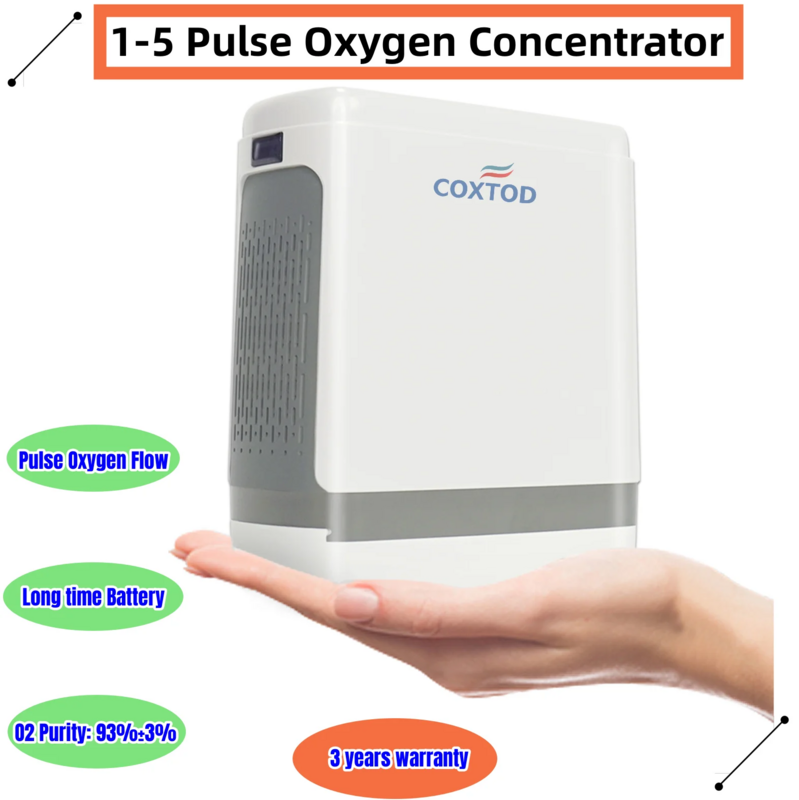 1-5 إعداد نبض الاوكسجين المكثف آلة مولد للسفر السيارة المنزلية 1.5-5.5 ساعة مولد الأكسجين البطارية
