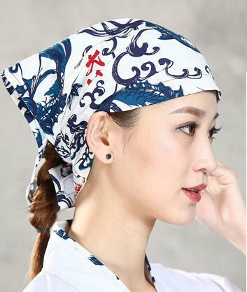 اليابانية السوشي عمامة المطبخ مطعم الشيف قبعة المرأة مثلث رئيس وشاح العمل الطبخ