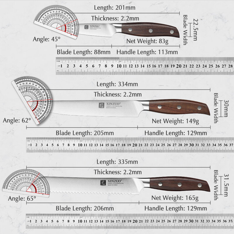 XINZUO أدوات المطبخ 6 قطعة سكين المطبخ مجموعة من فائدة الساطور الشيف الخبز سكين عالية الكربون الألمانية المقاوم للصدأ السكاكين مجموعات