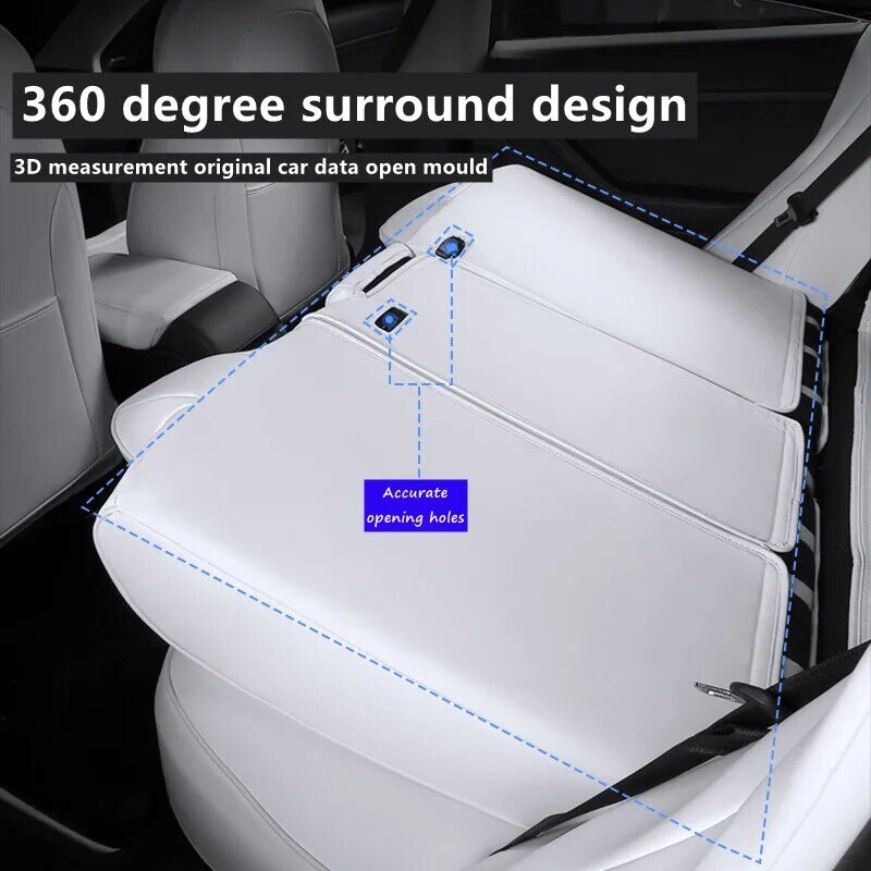 ل تسلا نموذج 3 Y X S غطاء مقعد 8 الصف مكافحة الحشف نابا الجلود الأبيض كامل المحيطي المذيبات الحرة اكسسوارات السيارات الداخلية