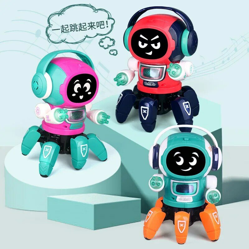 روبوت الرقص الكهربائي ألعاب الحيوانات الأليفة الموسيقية الساطعة 6 مخالب الأخطبوط روبوت ألعاب تعليمية تفاعلية للأطفال هدية رقمية للحيوانات الأليفة
