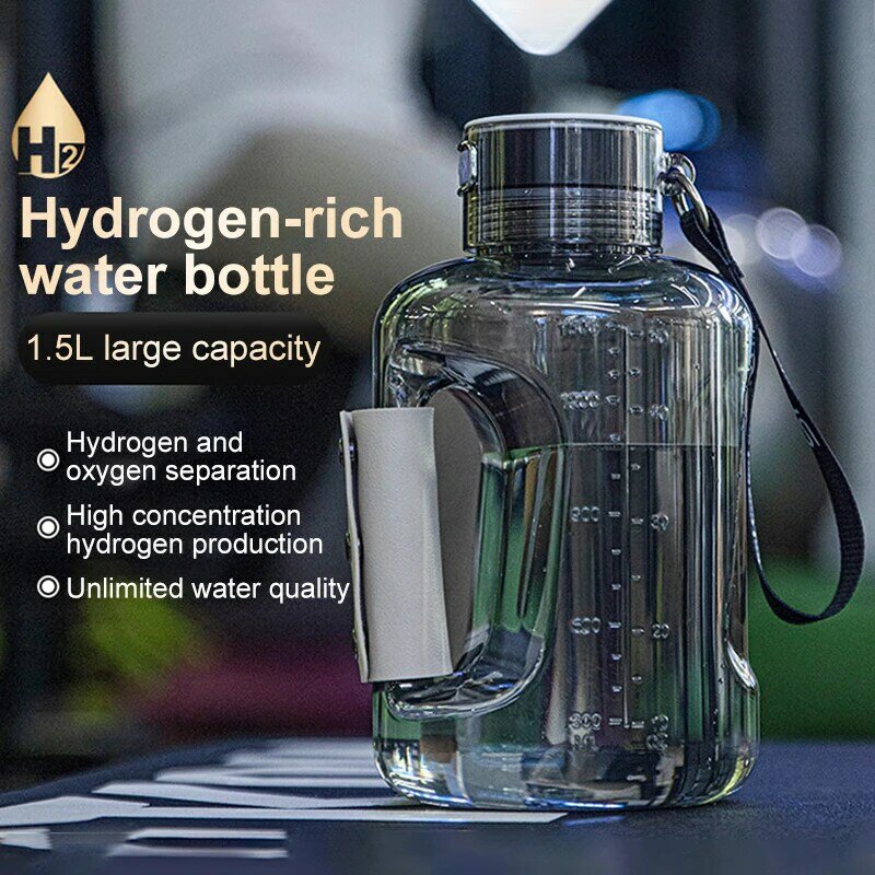 زجاجة ماء هيدروجين 1.5 لتر ، غنية بالهيدروجين ، زجاجة مياه رياضية محمولة ، خالية من بيسفا ، مولد مياه هيدروجين جزيئي غني