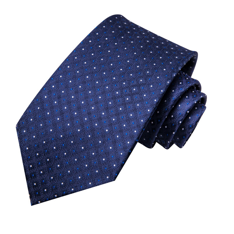 ربطة عنق عالية الجودة مصمم ربطة عنق زرقاء كحلي منقط للرجال ، علامة تجارية عصرية ، ربطة عنق لحفلات الزفاف ، أزرار أكمام يدوية ، تجارة الجملة