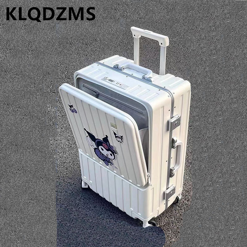 KLQDZMS-حقيبة مقصورة للرجال والنساء ، فتحة أمامية ، صندوق الصعود للكمبيوتر المحمول ، 20 "24" ، إطار من الألومنيوم ، حقائب تروللي ، حقائب محمولة