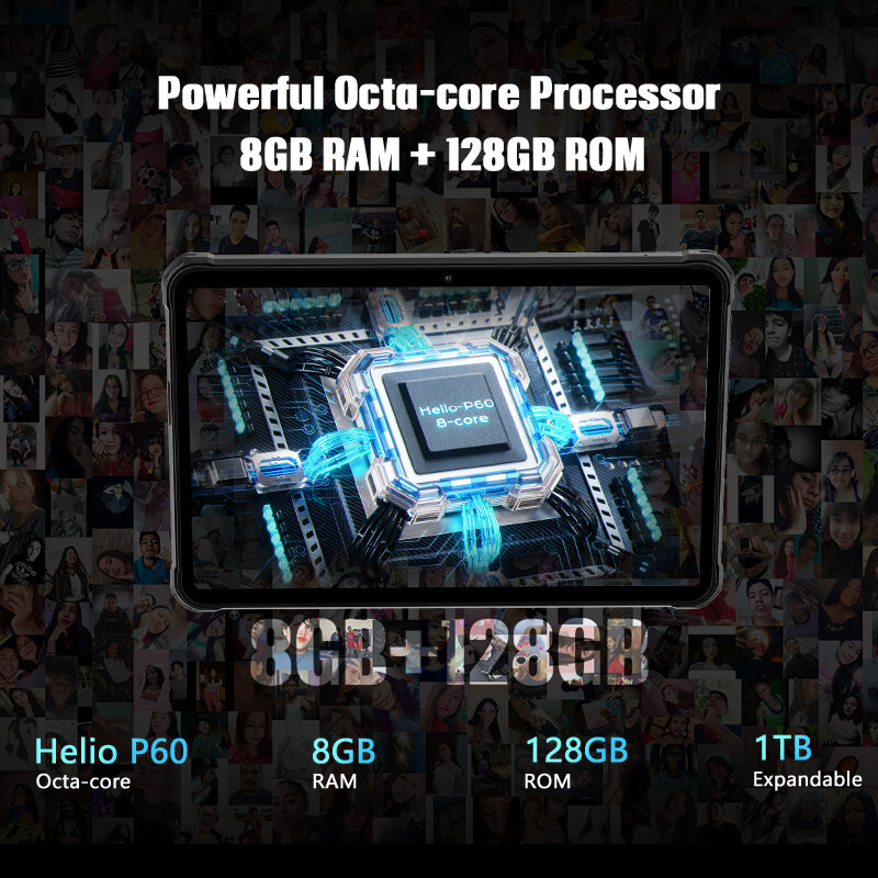 تابلت HOTWAV R6 Pro القوي 15600mAh أندرويد 12 10.1 بوصة HD + Pad 8GB 128GB ثماني النواة 16MP كاميرا مزدوجة سيم وضع القفازات أجهزة لوحية