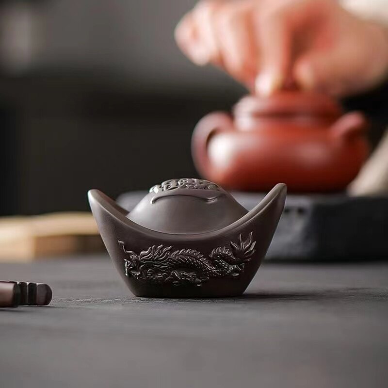 طقم شاي Xianglong يوان باو من الرمال الأرجواني ، زخارف زخرفية ، حامل غطاء الشاي ، غرفة المنزل ، ملحقات ديكور المكتب