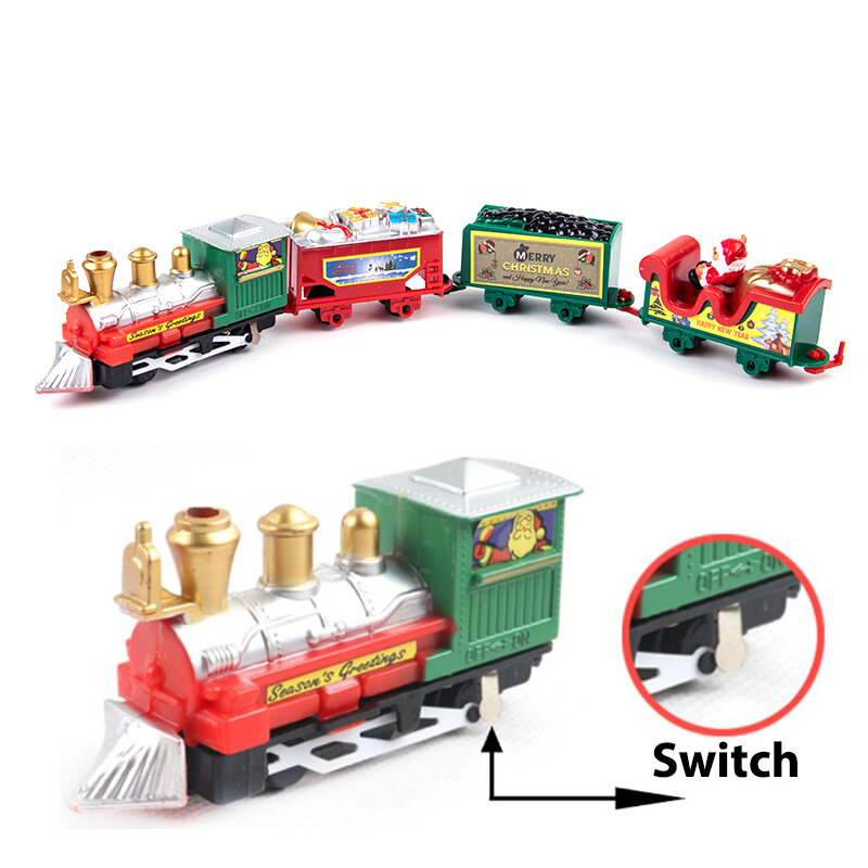 عيد الميلاد الكهربائية السكك الحديدية سيارة بنة المسار مجموعة ، لعبة النقل ، قطار الطوب ، عيد الميلاد وهدية سنوات جديدة