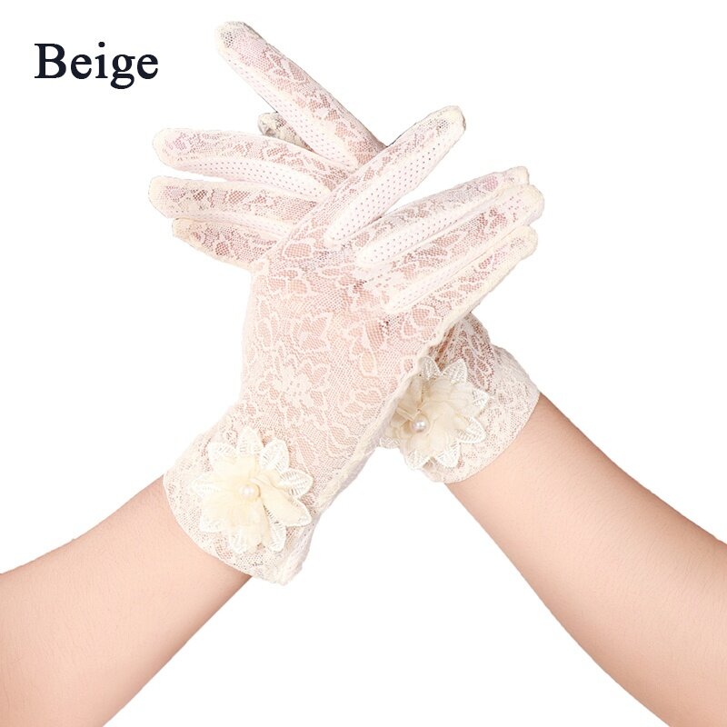 Rimiut Fashion Lace Flower Women Gloves Breathable Wedding or Driving Decor Gloves for Women Female Waiter Gloves Touch Screen