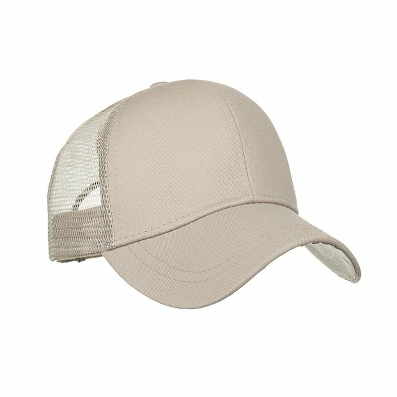 المرأة ذيل حصان قبعة بيسبول بلون تنفس ظلة قبعة بعد فتح قبعة التنس الرياضية فوضوي كعكة التنس قبعة