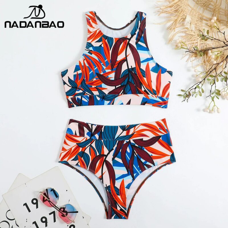 Nadanbao-ملابس سباحة نسائية ببنقشة زهور ، ملابس سباحة مثيرة ، طقم نسائي ، بدلة جسم ، حفلة شاطئ ، ملابس بحر لركوب الأمواج