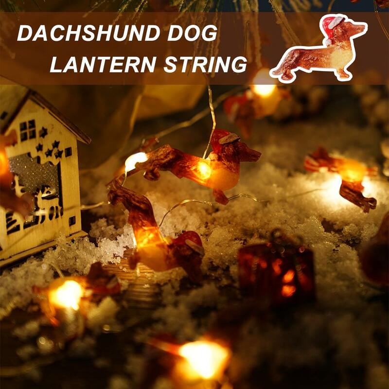 سلسلة أضواء جرو Dachshund لتزيين عيد الميلاد ، مصابيح بجهاز تحكم عن بعد USB ، بطارية وميض LED ، 30 D3q9