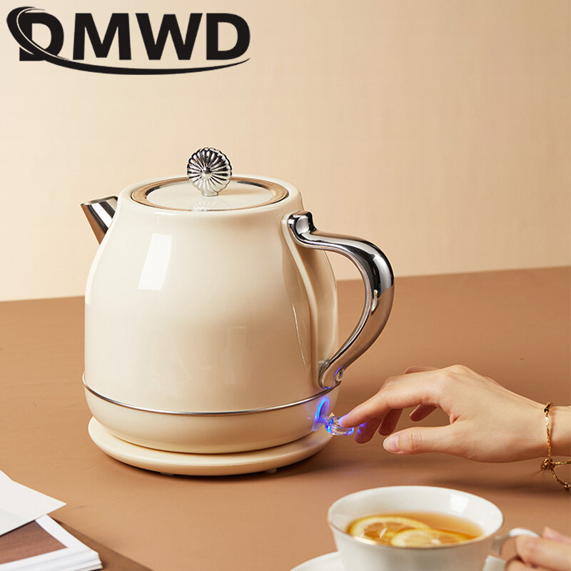 DMWD 1.5L غلاية كهربائية المنزلية الرجعية آلة تسخين المياه الفولاذ المقاوم للصدأ الشاي صانع القهوة وعاء مكتب المرجل دفئا سخان