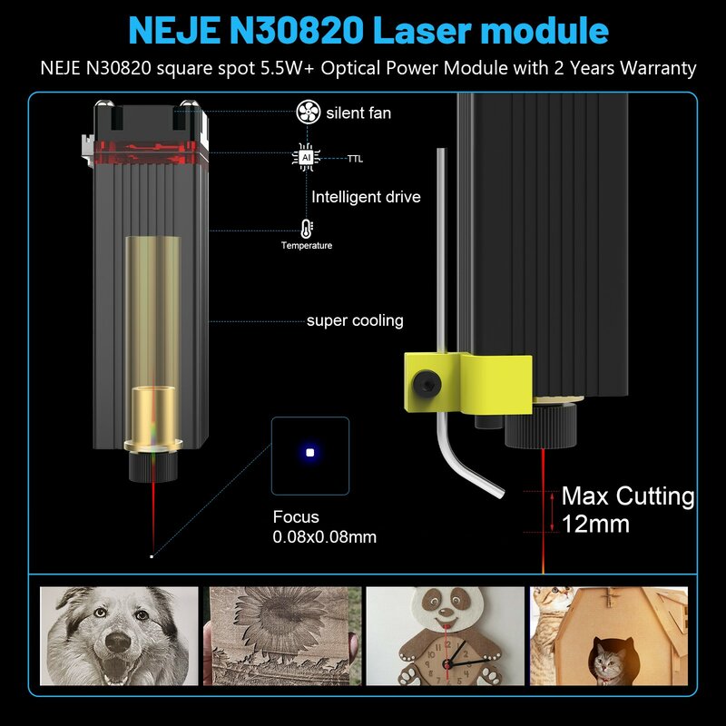آلة طباعة على القطع Lightburn من NEJE 3 ، آلة نقش خشبية محمولة ، قاطع ، تحكم في التطبيق ، بلوتوث ، 40 واط-80 واط