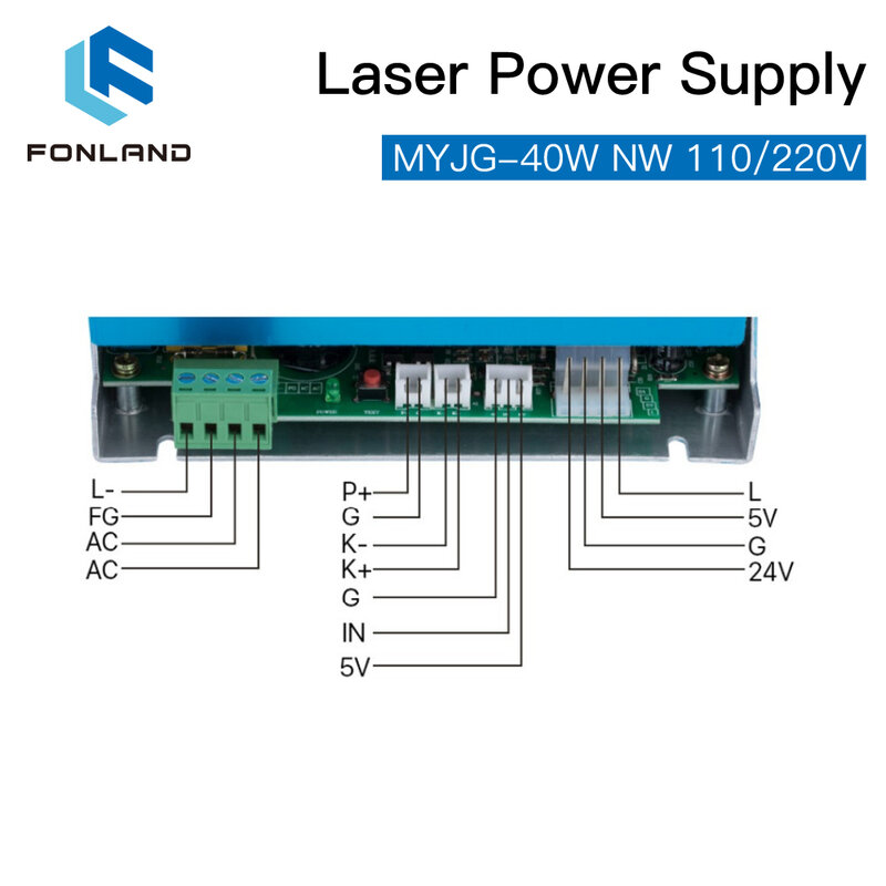 FONLAND 40 واط CO2 ليزر امدادات الطاقة MYJG-40W NW 110 فولت/220 فولت ل أنبوب الليزر النقش آلة قطع