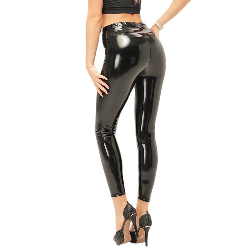 Mirror Effect Shiny Faux Leather Pants Women Sexy High Waist Stretchy PU Leggings Spring New Fashion Tight Shaping Pencil Pants