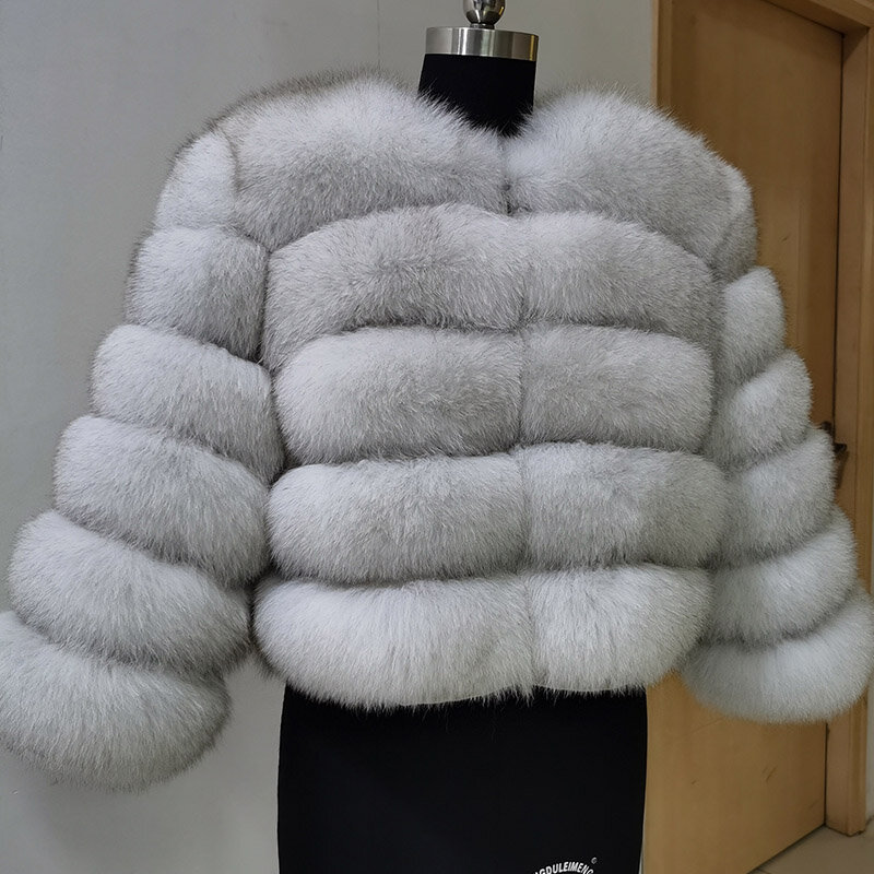 MAOMAOKONG-معطف فرو الثعلب الحقيقي الطبيعي للنساء ، سترة الشتاء فروي ، السترات الجلدية القصيرة ، البيج والكاكي ، ملابس الإناث ، الفاخرة ، 2024