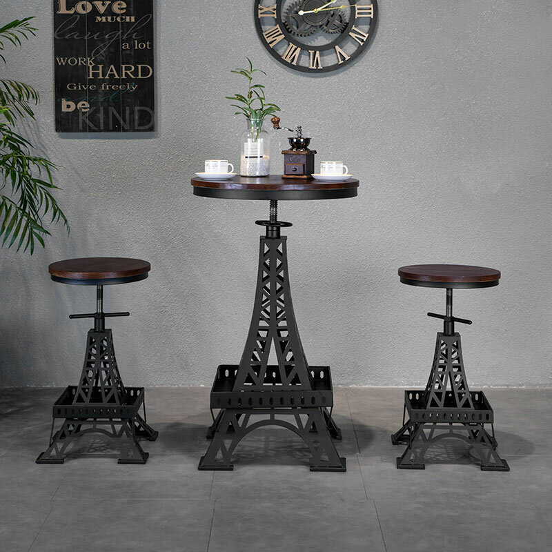 الحديد الصلب الخشب بار كرسي قابل للتعديل كرسي باريس برج البراز النمط الصناعي الإبداعية كرسي الحديثة مقهى بار كرسي