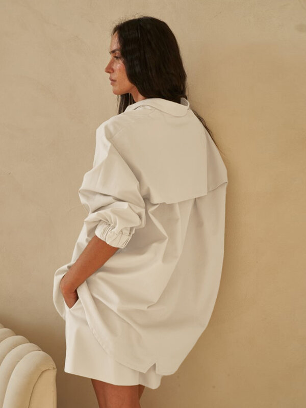 Mathaqiqi-ملابس نوم كاكي طويلة الأكمام للنساء ، ملابس نوم عصرية ، بدلة نوم للسيدات ، بيجامة بياقة مطوية ، طقم من قطعتين