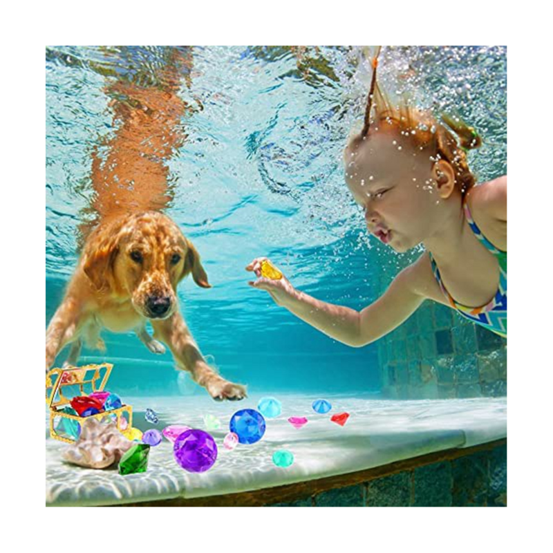 12 قطعة الغوص جوهرة بركة اللعب تشمل الماس الملونة مجموعة الغوص لعبة الكنز الصدر تحت الماء السباحة لعبة جوهرة القراصنة صندوق