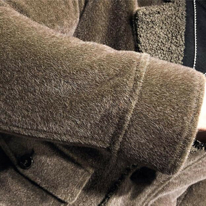 شتاء دافئ جاكيت من الصوف الرجال موضة جديدة بلون معطف سميك غير رسمي عالية الجودة موضة ملابس للرجال معطف الصوف ضئيلة
