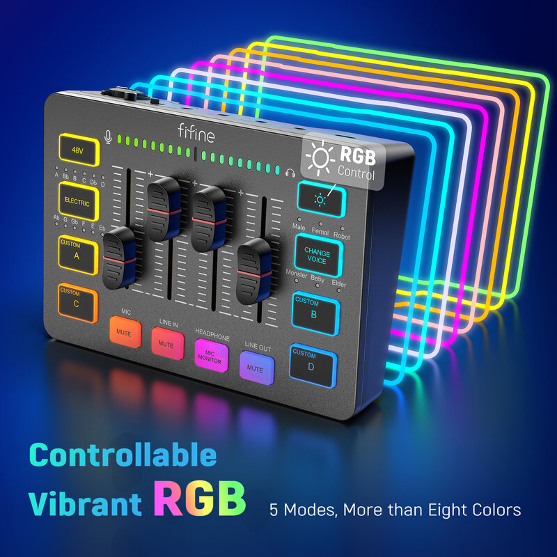 فيفين-خلاط صوت للألعاب ، تدفق ، 4 قنوات ، خلاط RGB مع واجهة ميكروفون XLR ، صوت اللعبة ، بودكاست ، مكبر للصوت ، SC3