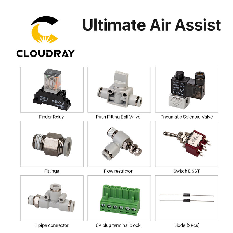 Cloudray مجموعة أسياست الهواء النهائي لآلة النقش القطع بالليزر CO2