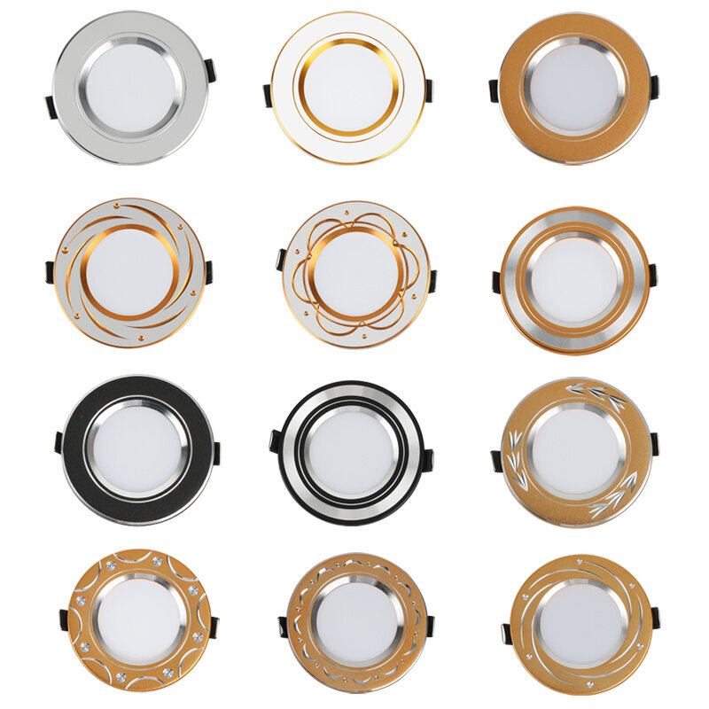Three color dimming downlight led opening 6 6.5 7.5 8 cm 3W ceiling barrel hole lamp embedded living room