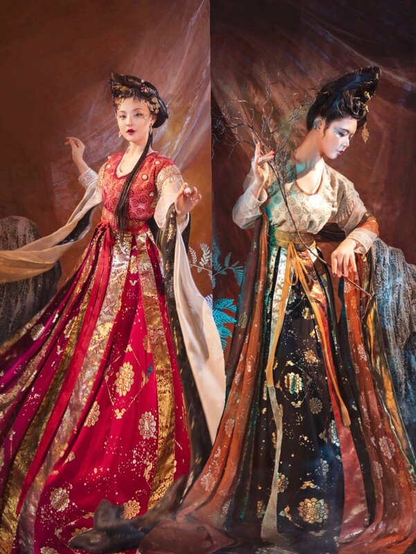 Hanfu هان عنصر النمط الصيني القديم تانغ سلالة تحسين الملابس التقليدية امرأة فستان فتاة نورس معطف تنورة