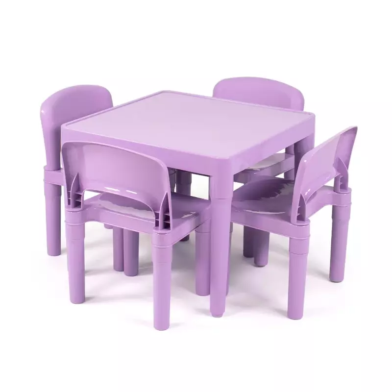 متواضع طاقم كوين طاولة بلاستيكية خفيفة الوزن ، مجموعة 4 كراسي ، مربع ، أرجواني