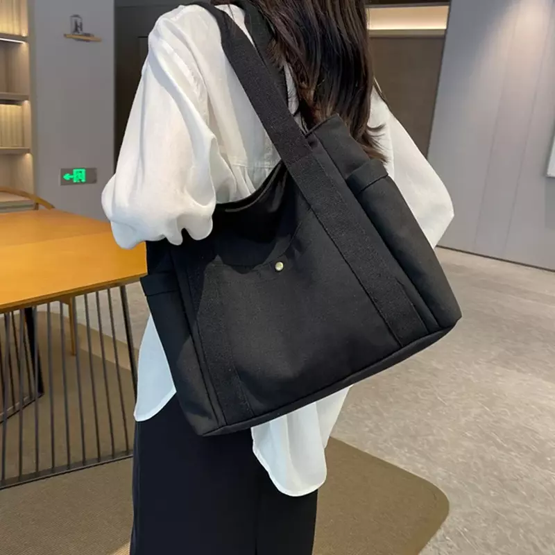 حقيبة كتف متعددة الوظائف للنساء ، حقيبة يد قماشية ، سلسلة بيضاء ، بسيطة وعصرية ، حقيبة تسوق