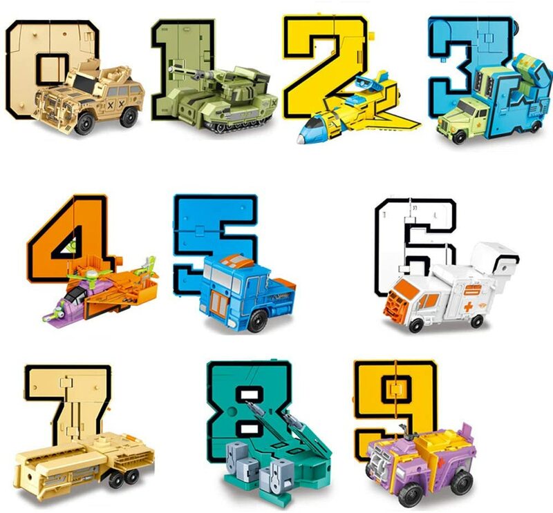 أرقام محول ألعاب روبوتية تعليمية تجميع اللبنات عمل الشكل الروبوتات التحول السيارات عدد الرياضيات اللعب
