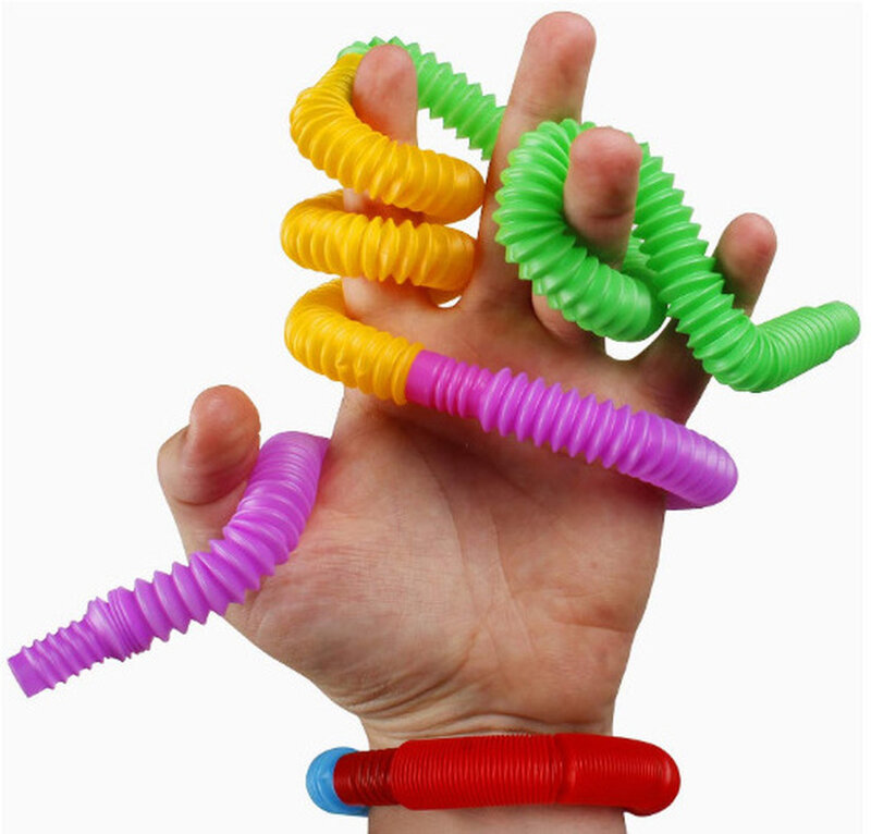 5 قطعة من البلاستيك الملونة البوب أنبوب لفائف الأطفال الإبداعية السحرية لعبة دائرة ألعاب مضحكة التنمية المبكرة التعليمية للطي لعبة