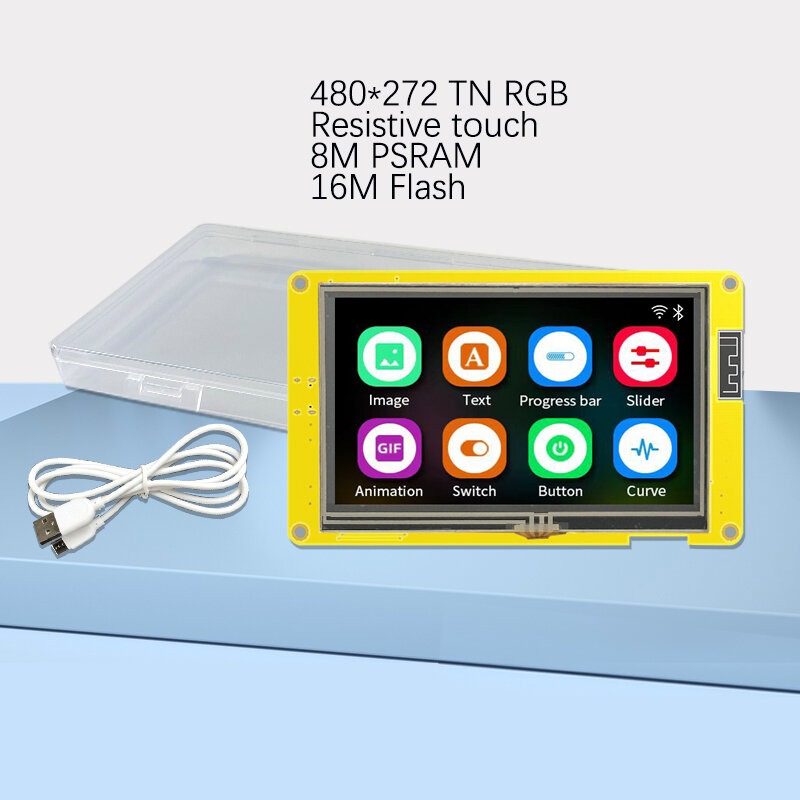ESP32-S3 HMI شاشة عرض ذكية ، 8 متر ، PSRAM ، 16 متر فلاش ، اردوينو ، LVGL ، WiFi ، بلوتوث ، 4.3 "، 480x270 ، RGB ، LCD TFT وحدة